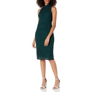 Adrianna Papell || Cable Knit Lace Sheath in Forest Green